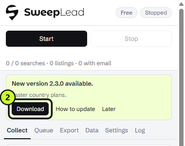 New version banner and its Download button