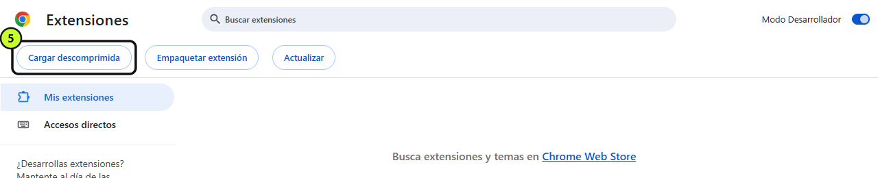 Botón «Cargar descomprimida»